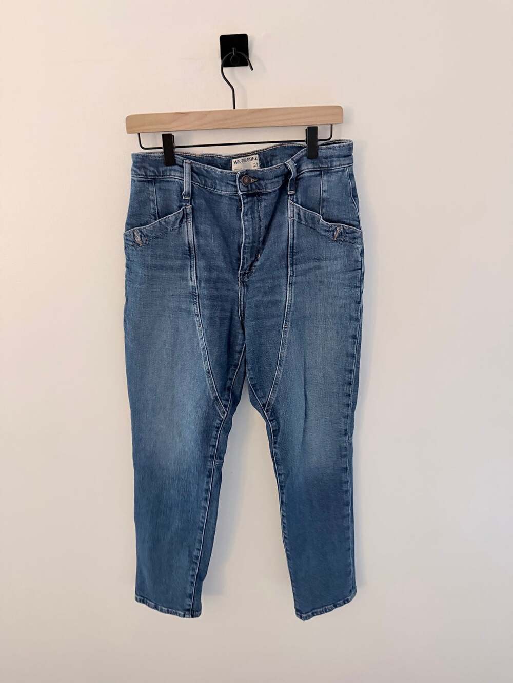 We The Free Beacon Medium Wash Utility Mid-Rise Slim Crop Jeans-Size 29